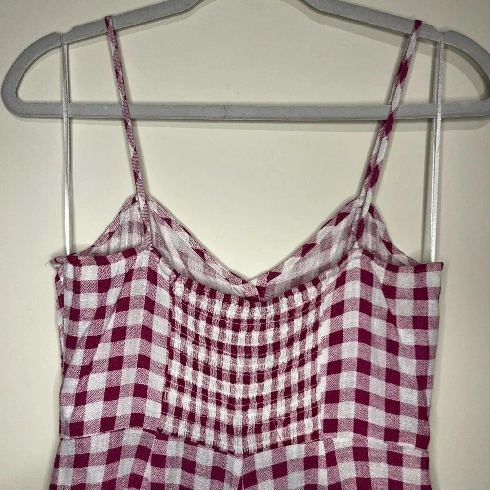 ZARA Linen Blend Barbiecore Pink Gingham Button Skort Summer Romper